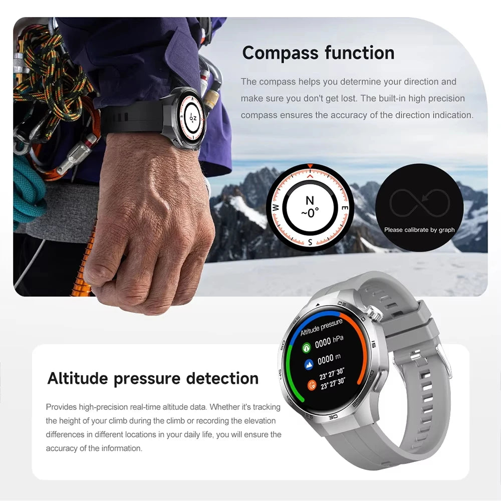2026 new smart watch HD IPS large screen NFC GPS locator Bluetooth call life waterproof 100 + sports mode health monitoring