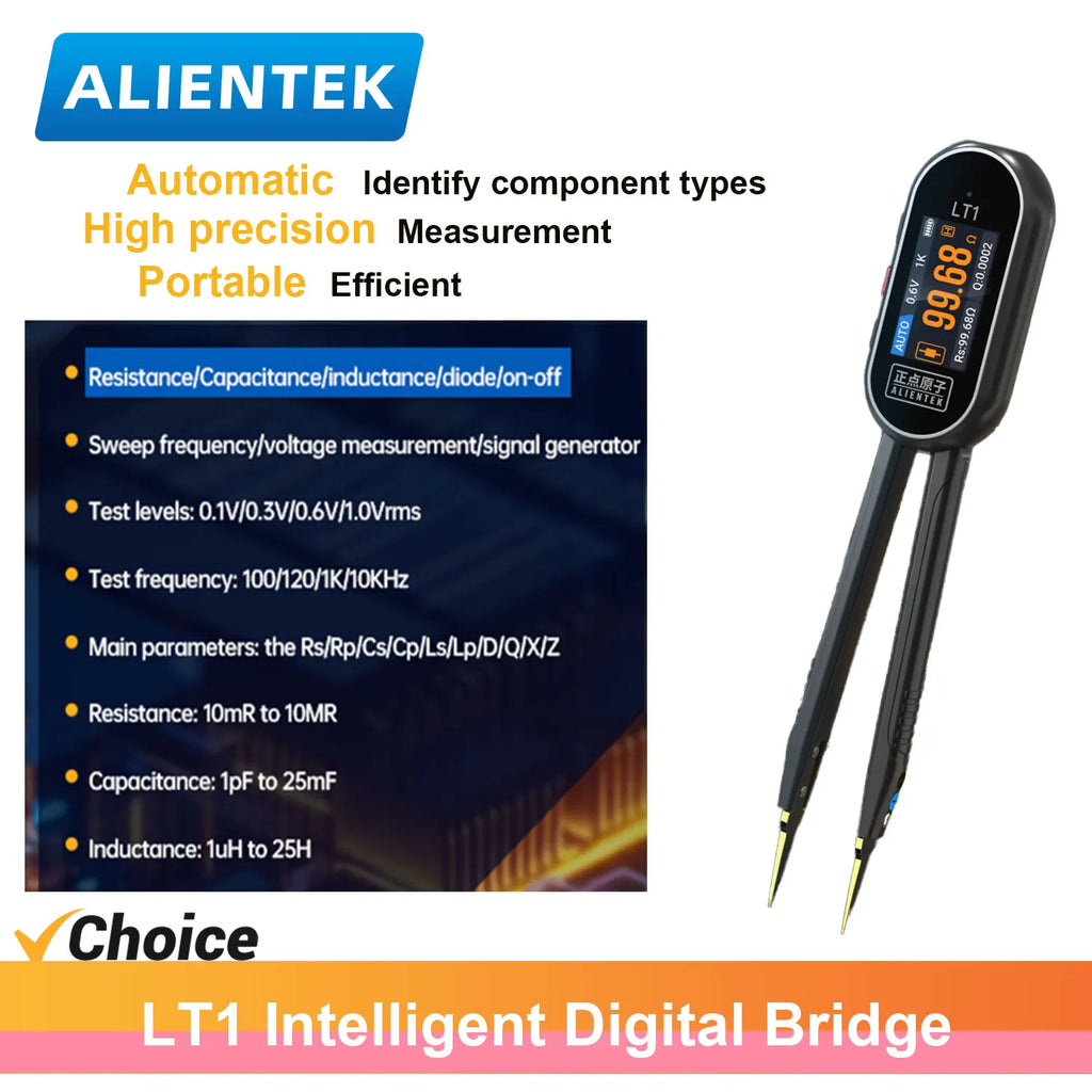 ALIENTEK LT1 Digital TweezersLCR Tester Resistance capacitance Diode Inductancem Circuit board maintenance and inspection